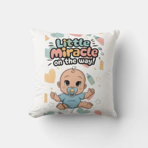 Almofada Pequeno Milagre no Caminho. Novo Bebê Chegando.