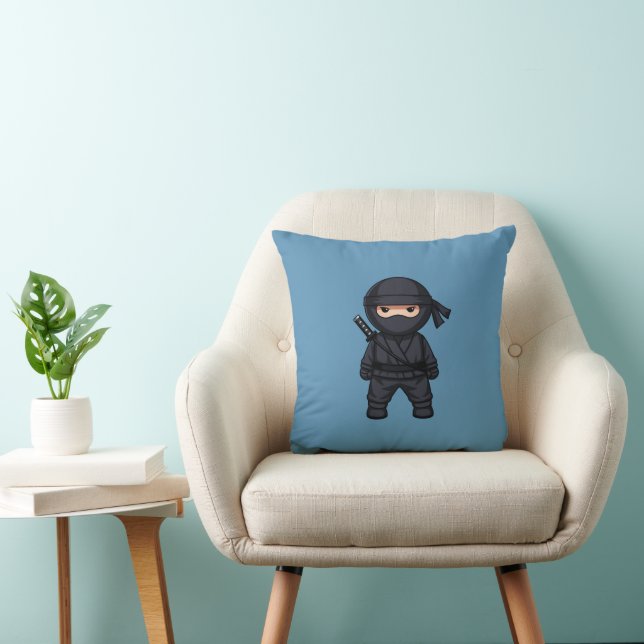 Almofada Pequeno Ninja Guerreiro no Azul (Cadeira)