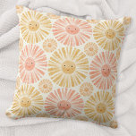 Almofada Pequeno Padrão de Aquarela do Sol<br><div class="desc">Um padrão solar cor de laranja e amarelo feliz em um fundo de creme macio. Arte original de Nic Squirrell.</div>