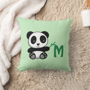 Almofada Pequeno Panda Bamboo Bastão Bonograma Verde