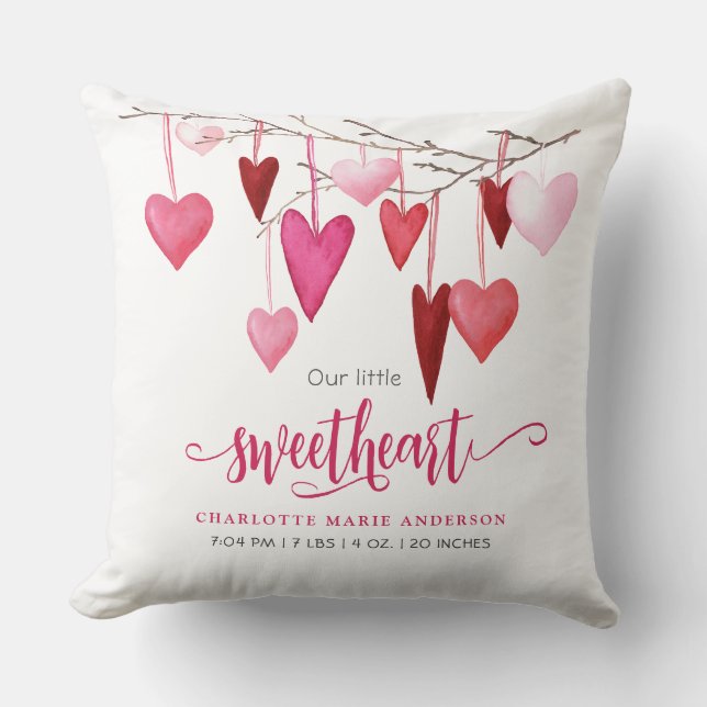 Almofada Pequeno Sweetheart Pink Heart Nursery (Frente)