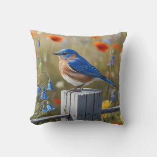 Almofada Pequeno Travesseiro decorativo de pássaro azul