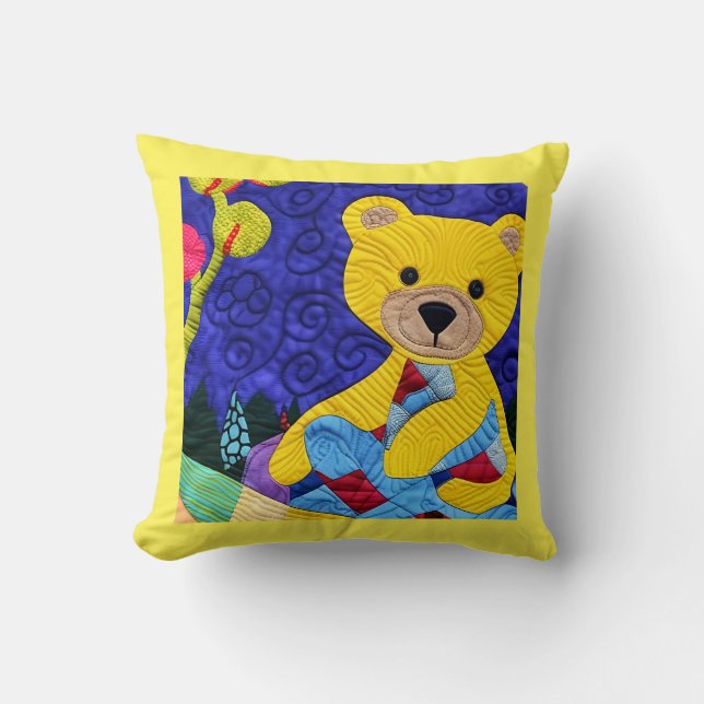 Almofada Pequeno Urso Amarelo Incluso Como Design (Frente)