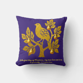 Almofada Perdiz Na Árvore De Pera Roxo Dourado Natal