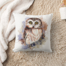 Almofada Perfect for bold, cozy spaces Owl Watercolor Print