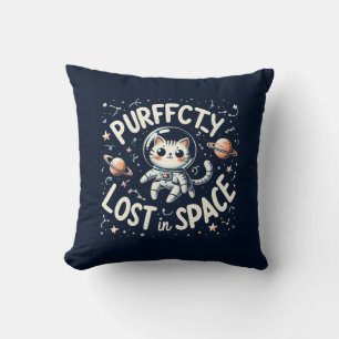Almofada Perfeitamente Perdido no Espaço Astronauta Gato Fo