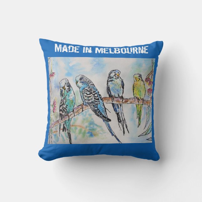 Almofada Periquito Budgerigar Ave Feito Em Melbourne  (Frente)
