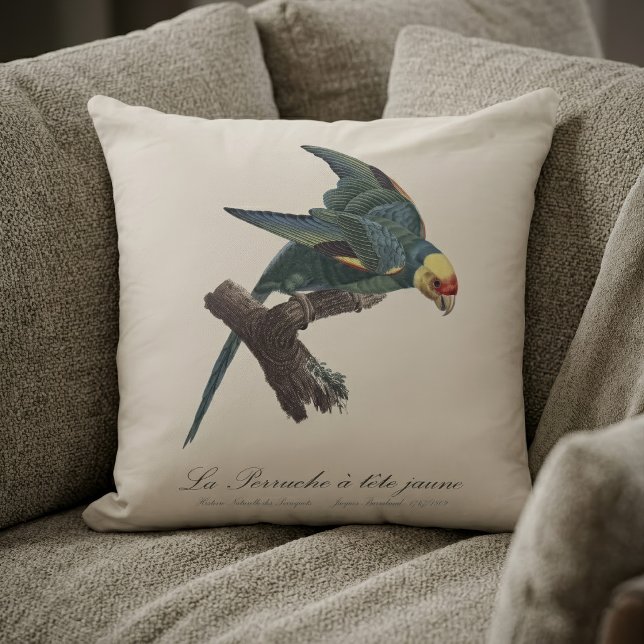 Almofada Periquito-da-carolina, Conuropsis carolinensis (Carolina parakeet, Conuropsis carolinensis. Throw Pillow)