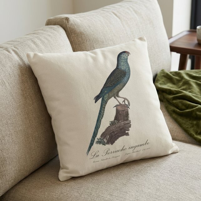 Almofada Periquito-terrestre ou Periquito-das-turfeiras, Pe (Ground Parrot or Swamp Parrot, Pezoporus Wallicus. Throw Pillow)