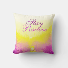 Almofada "Permanecer Positivo" Rosa, Amarelo, Design Lilac 