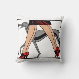 Almofada Pernas Art Deco Mulheres Greyhound Whippet Cão R