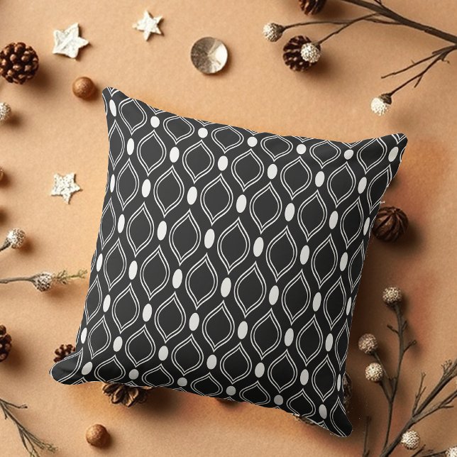 Almofada Pérolas Art Déco com padrão preto e branco (Criador carregado)