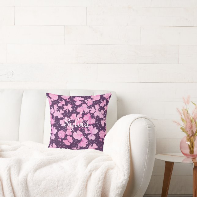 Almofada Pérolas de Flor de Pintura, Acrínicas, Rosa (Sofá)
