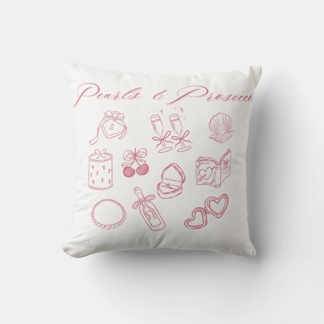 Almofada Pérolas & Prosecco Design | Despedida de Solteira  (Frente)