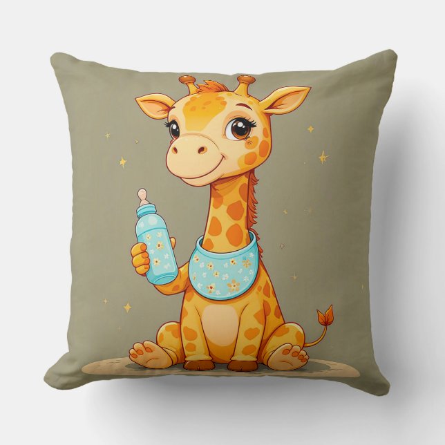 Almofada Personagem de Girafa de Desenho Animado Fofo Segur (Frente)