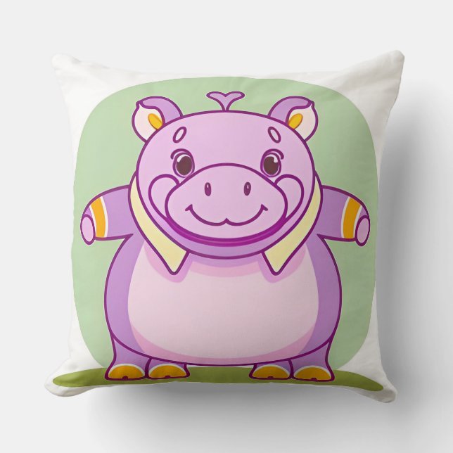 Almofada Personagem de Hipopótamo Feliz (Frente)