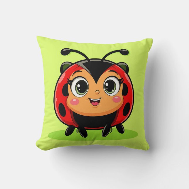 Almofada 🐞 Personagem de Joaninha Amigável para Decoração  (Frente)