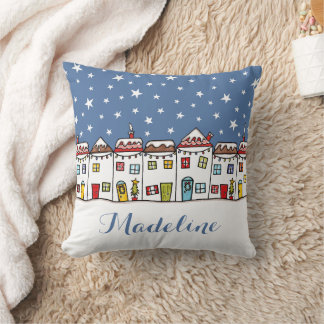 Almofada Personalised Christmas Street Snow Scene Cushion
