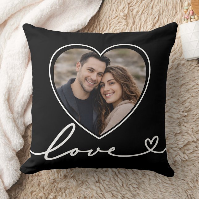 Almofada Personalised Heart Photo Pillow With Love Script (Cobertor)