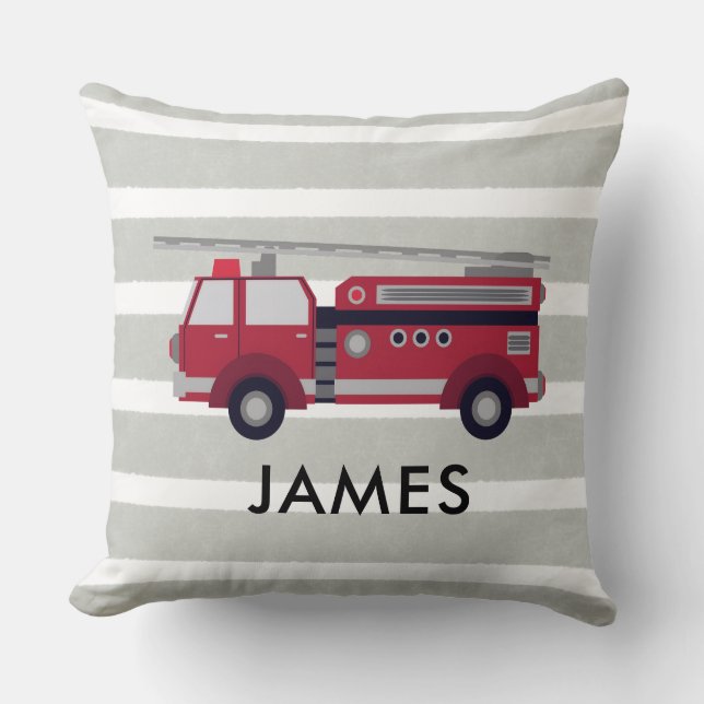 Almofada Personalised Name Red Fire truck Cushion (Frente)