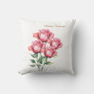 Almofada Personalised  Pink Rose Floral Throw Pillow Cover 