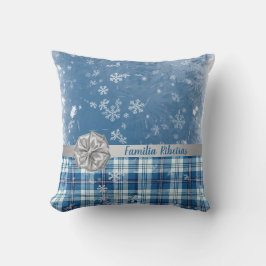 Almofada Personaliza Natal Elegante Xadrez Azul