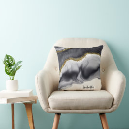 Almofada Personalização Dourada em preto-brilho