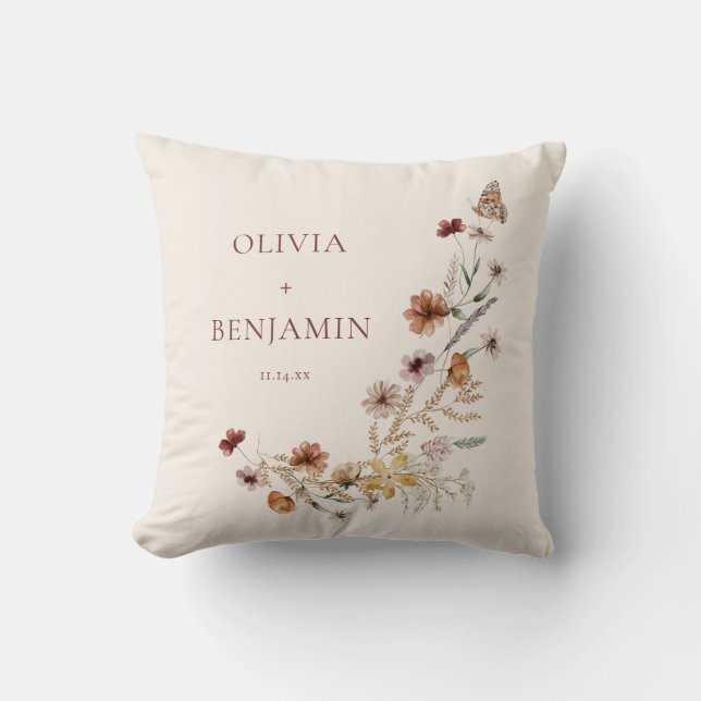 Almofada Personalizada Boho Flor Silvestre Ferruge (Frente)