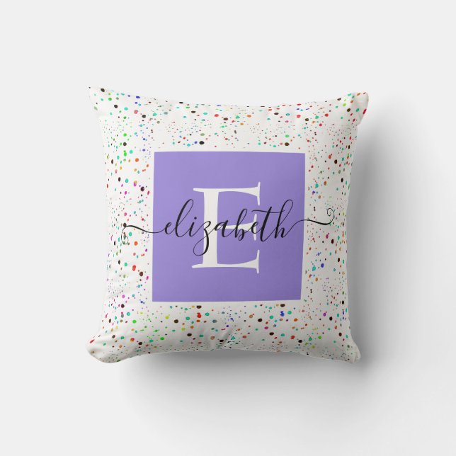 Almofada personalizada com bolinhas coloridas (Frente)