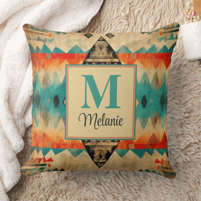 Almofada Personalizada com Padrão Folk Grunge (Cobertor)