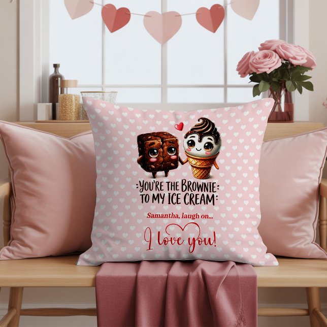 Almofada Personalizada de Dia dos Namorados com Co (Personalized Cute Food Valentine Throw Pillow)