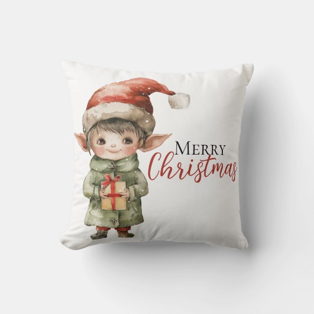 Almofada Personalizada de Elfo de Natal – Férias P (Frente)