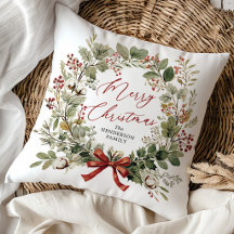 Almofada Personalizada de Natal Botânica