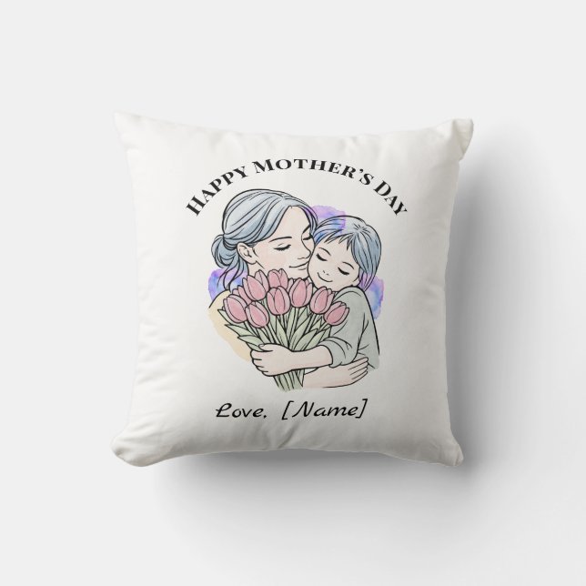 Almofada Personalizada Dia das Mães para Mãe e Fil (Frente)