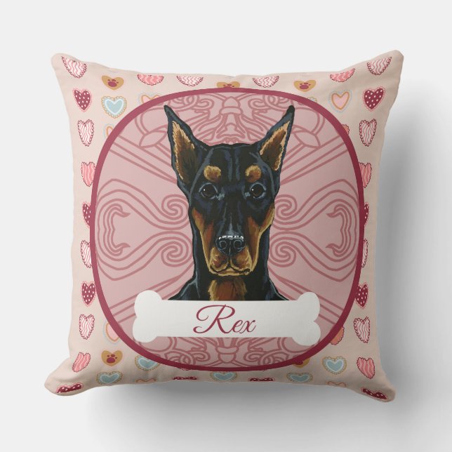 Almofada Personalizada do Doberman no Dia dos Namo (Frente)