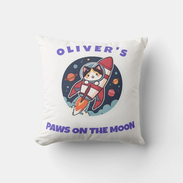 Almofada Personalizada do Gato Foguete de Oliver (Frente)