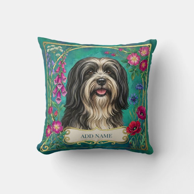 Almofada Personalizada Lhasa Apso Preto e Branco (Frente)