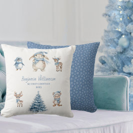 Almofada Personalizado Bebê Meu 1º Natal Floresta