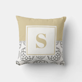 Almofada Personalizado Bege Cinza Padrão Monogramado