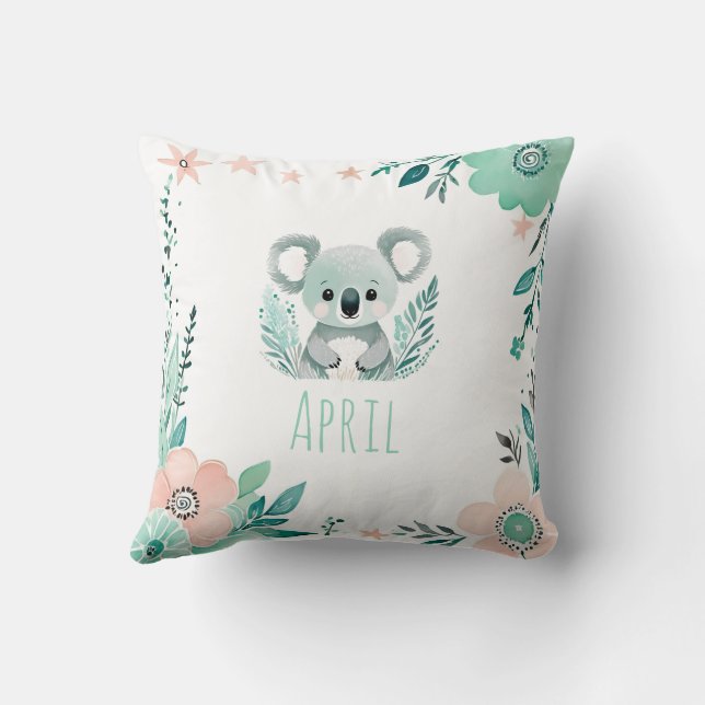Almofada Personalizado Boho Baby Koala Travesseiro Pastel V (Verso)