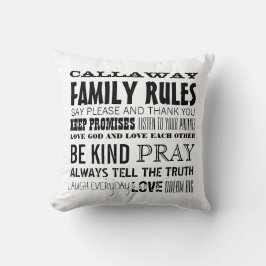Almofada Personalizado com as Regras da Família do Nome da