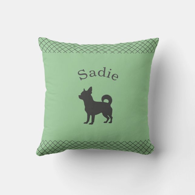 Almofada Personalizado Combinando Chihuahua Verde Pastel (Verso)