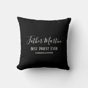Almofada Personalizado de CLERGY PSTOR PRETO Branco Simples