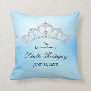 Almofada Personalizado de Quinceanera Azul-Bebê Elegante