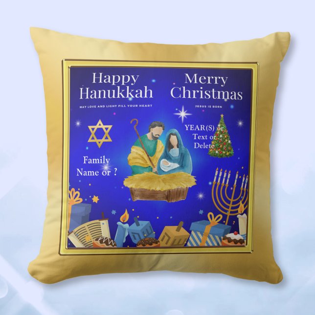 Almofada Personalizado, Decoração de Natal de Chanucá, Trav (Hanukkah Christmas Decor. Christmas and Hanukkah Pillow. Happy Hanukkah and Merry Christmas. )