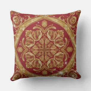 Almofada Personalizado Dourado Vermelho Ornate – Luxo Perso