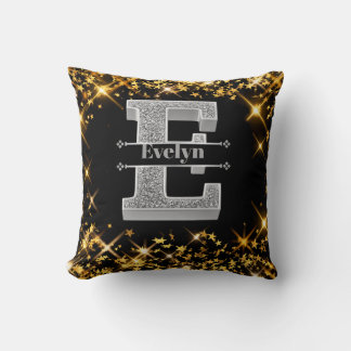 Almofada Personalizado E Monograma Inicial De Prata Seu Nom