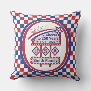 Almofada Personalizado EUA 250 – Letreiro Retro Patriótico