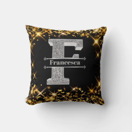 Almofada Personalizado F Monograma Inicial do Prata Seu Nom