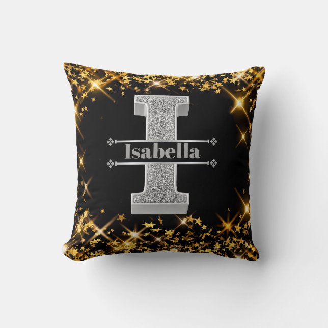 Almofada Personalizado I Monograma Inicial De Prata Seu Nom (Frente)